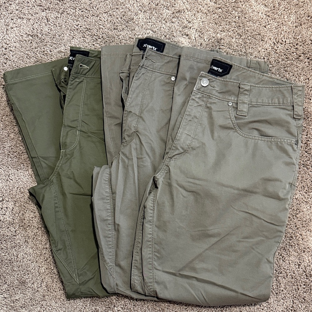 Vertx Men's Olive and Khaki Chinos